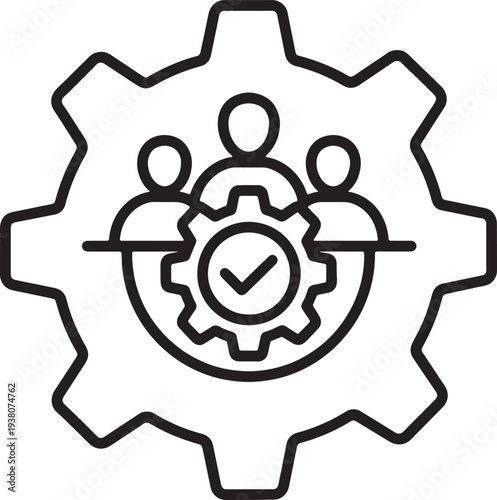 Teamwork and collaboration represented by a gear icon
