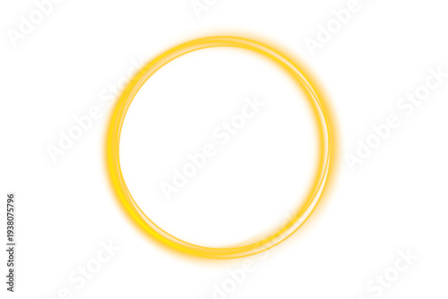 Magical glow ring surrounded by sparkling particles. Smooth circular motion creates a bright luminous frame. Transparent PNG graphic for celebration themed projects.
