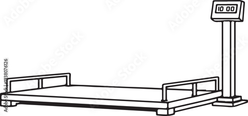 Agricultural Weighbridge Scale Platform Black and White Line Art Vector Illustration