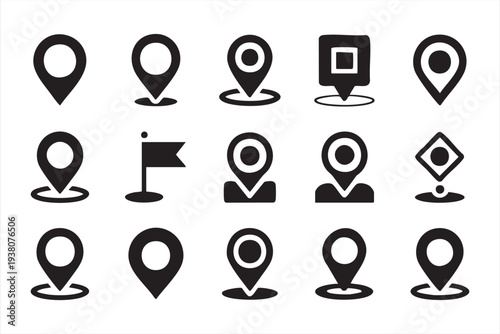 Location pin and map marker icon set for GPS navigation and tracking design