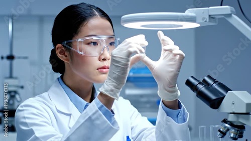 Scientist Examining Samples in Laboratory Setting.