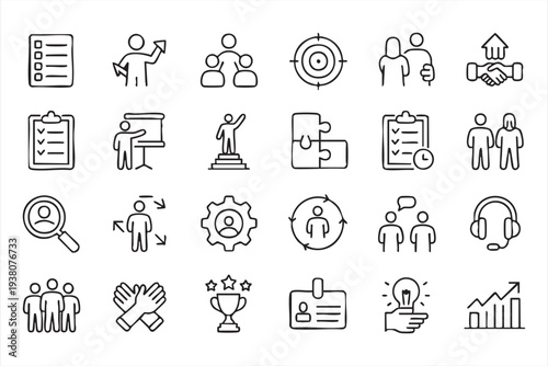 Corporate management symbols for leadership, planning and collaboration graphics