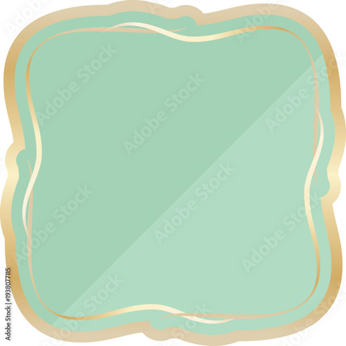 高級感のあるラインのフレーム　ミント＆ゴールド