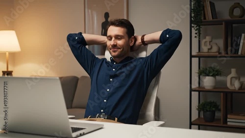 Relaxed Man at Home Office.