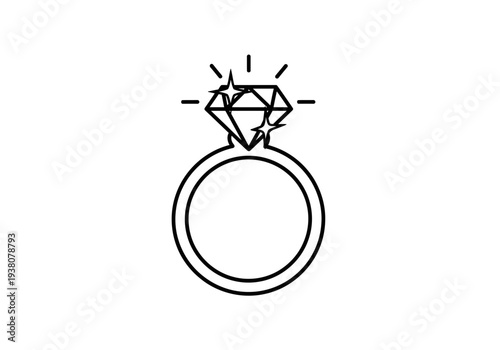 Simple line illustration of a diamond ring from a front view