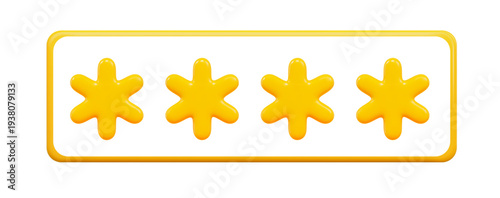 3d yellow password protection. Information protection, security. Stock vector illustration on isolated background.