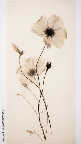 Real pressed black field flower plant petal art.