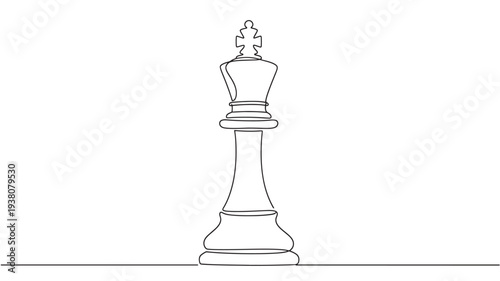 King chess piece drawing with clean continuous line art, representing strategy and leadership on a white background.
