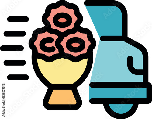Fast delivery truck delivering a bouquet of flowers to a customer, ensuring fresh and prompt floral gifts