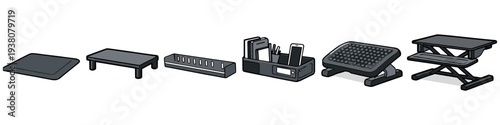 Collection of ergonomic office accessories for a comfortable and organized workspace