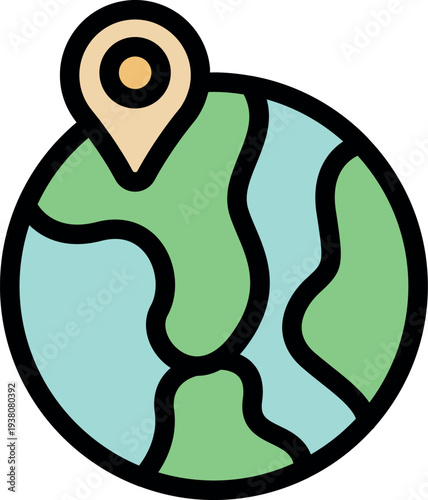 Gps marker pinpointing a specific spot on the globe, representing global positioning and location services