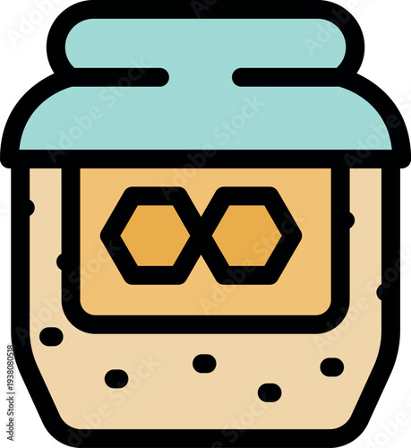 Closed honey jar storing delicious golden honey, perfect for breakfast or tea time