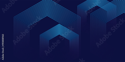 Dark blue background with hexagon geometric lines pattern. Abstract shiny hexagon lines. futuristic background eps10