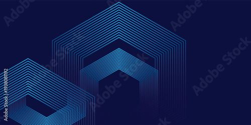 Dark blue background with hexagon geometric lines pattern. Abstract shiny hexagon lines. futuristic background eps10