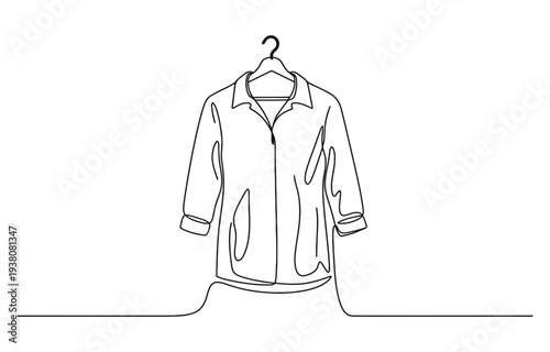 Continuous one line hanger drawing in minimalist outline style.