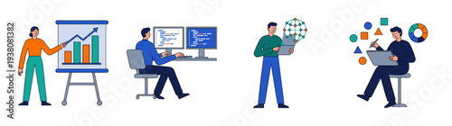 Flat Vector Professional Workforce Character Graphic Set for Modern Corporate Business Operations