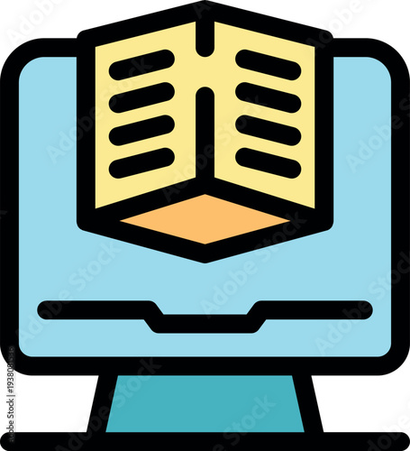 Open book over computer screen representing online education and e learning