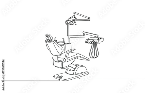 Continuous one line drawing Dentist chair. 