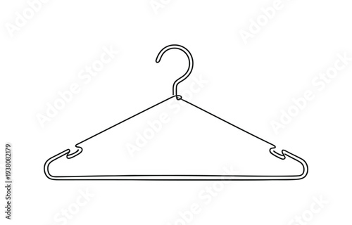 Clothes hangers continuous one line art drawing of minimalist style.