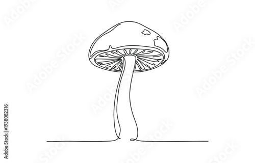 Continuous one line drawing of Modern mushroom, single line art concept vector.