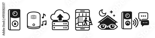Smart home security and communication icons collection for modern living