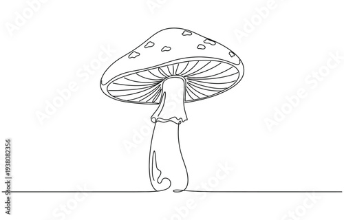 Continuous one line drawing of Modern mushroom, single line art concept vector.