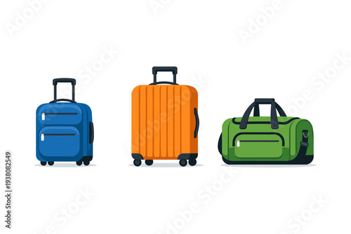 Collection of colorful luggage and bags for travel and holidays