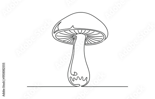 Continuous one line drawing of Modern mushroom, single line art concept vector.