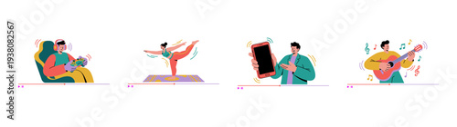 Flat Vector Content Creator Lifestyle Element Kit for Digital Entertainment and Social Media Marketing