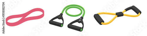 Set of resistance bands and loop band for fitness and exercise