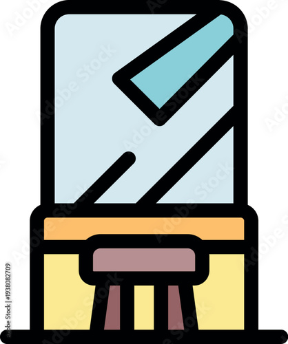 Makeup table with stool and mirror reflecting light, perfect for getting ready in the morning