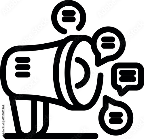 Megaphone amplifying messages, symbolizing communication, announcements, and marketing