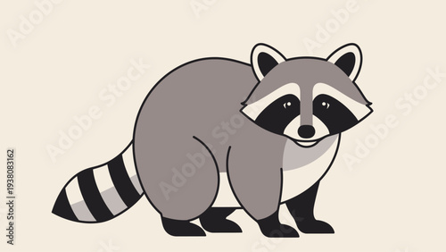 Cute cartoon raccoon standing illustration on a plain background.