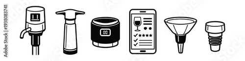 Collection of wine accessories and gadgets for wine lovers and connoisseurs