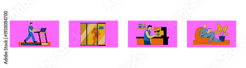 Flat Vector Modern Remote Work Culture Character Element Kit for Hybrid Office Lifestyle Design