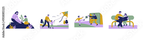 Flat Vector Parental Bonding Activity Graphic Set for Family Wellness and Early Childhood Development Content