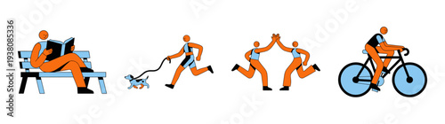 Flat Vector Active Lifestyle Character Element Kit for Wellness and Outdoor Recreation Graphics