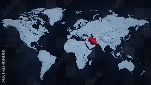 Animated map depicting airstrikes on Iran and retaliatory Iranian strikes on neighboring countries hosting US bases. Visualizing escalating conflict and military tensions in the Middle East