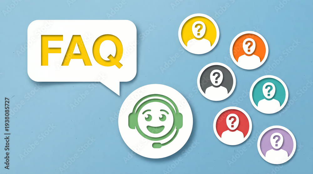 Obraz premium FAQ Customer Support Icon with Question Mark People Icons