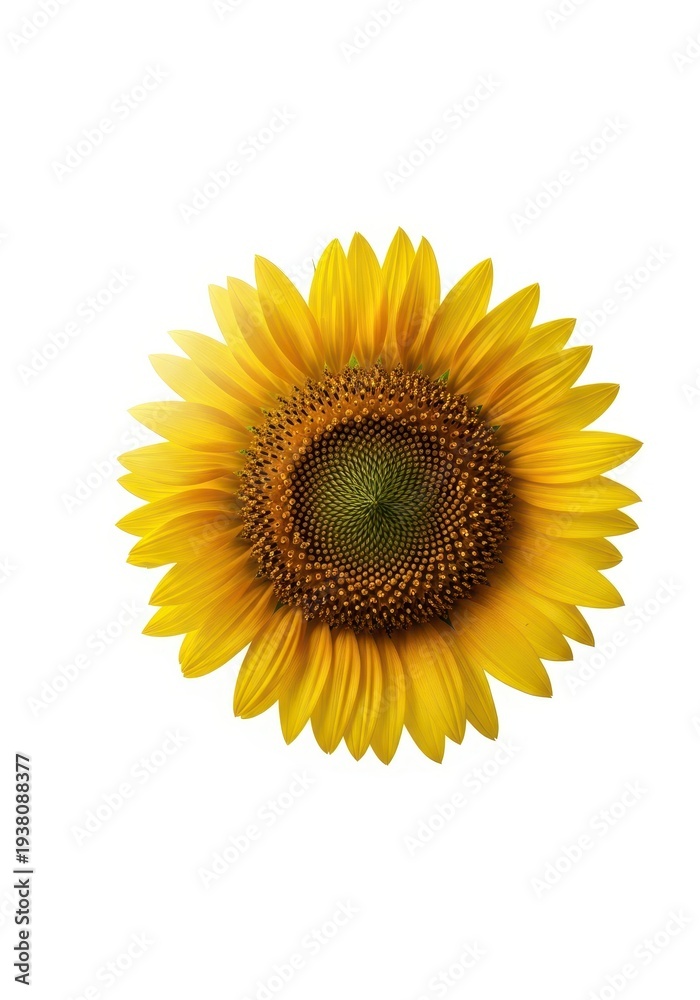 Obraz premium Isolated single bright yellow sunflower head in full bloom against a stark, clean background, emphasizing the texture and symmetry of the petals, agriculture, beautiful, gold