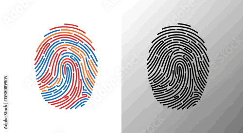 Abstract Fingerprint Illustrations: Colorful and Black & White Designs