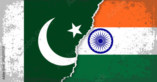 Pakistan vs India flags placed side by side.