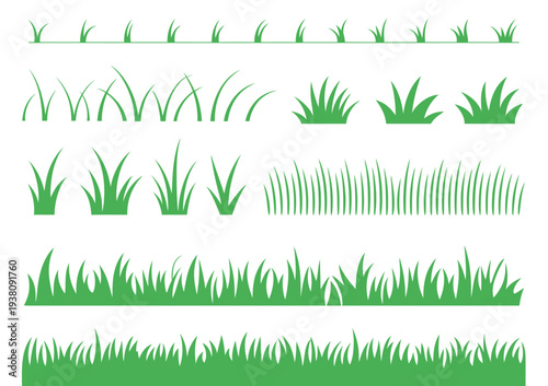 Green Grass Vector Illustration, Isolated on White Background Ideal for Lawn, Garden, Nature-Themed Graphics, Environmental Design, and Creative Applications.