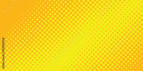 Yellow Halftone Dotted Gradient Background With Retro Comic Texture. vector illustation eps10