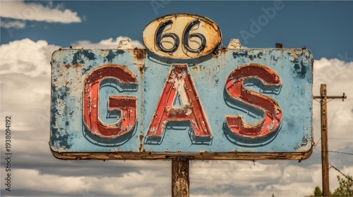 Vintage Route 66 Gas Station Sign