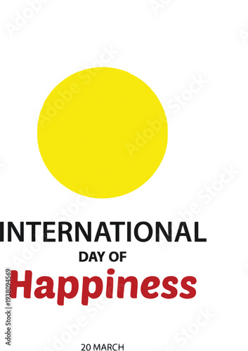 International Day of Happiness graphic with a smiling emoji and hashtags