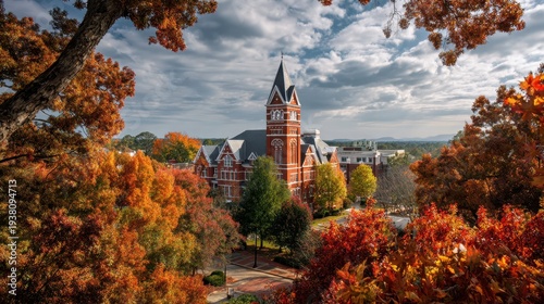 Samford Hall at Auburn University campus in autumn