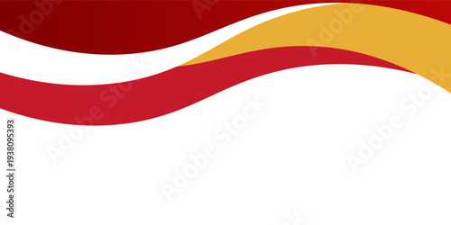 Curved golden yellow wave and a deeper red wavy border, footer vector illustration