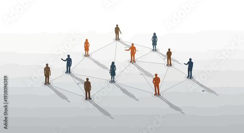 Connected people forming a network, teamwork and business relationships concept