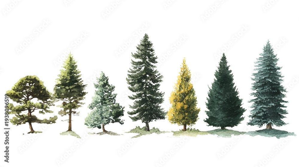 Obraz premium Diverse trees in natural setting with various green hues